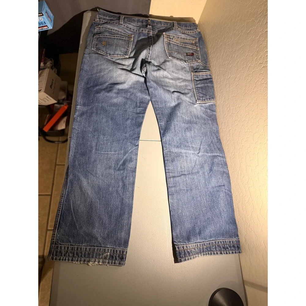 Ariat FR M4 Low Rise Boot Cut Mens Work Pants Blue Denim‎ Jeans 40x34 10017262